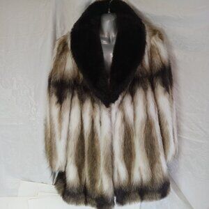 Vintage Olympia Limited Inc Med Brown Mid Length Faux Fur Coat USA Made